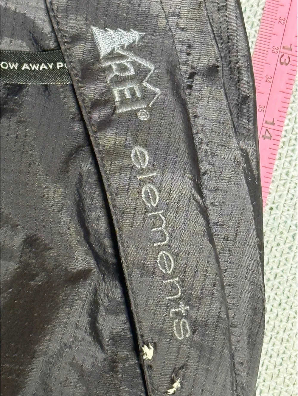 REI Black Elements Stow Away Pocket Outdoor Pants